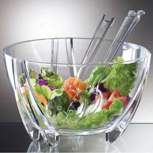 ACRYLIC SALAD BOWL W/SERVERS