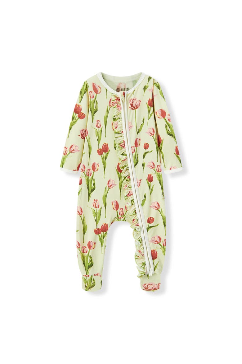 MILKBARN LUXE RUFFLE FOOTIE-TULIPS