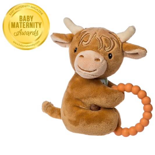 MARY MEYER HEFTY HIGHLAND COW TEETHER RATTLE
