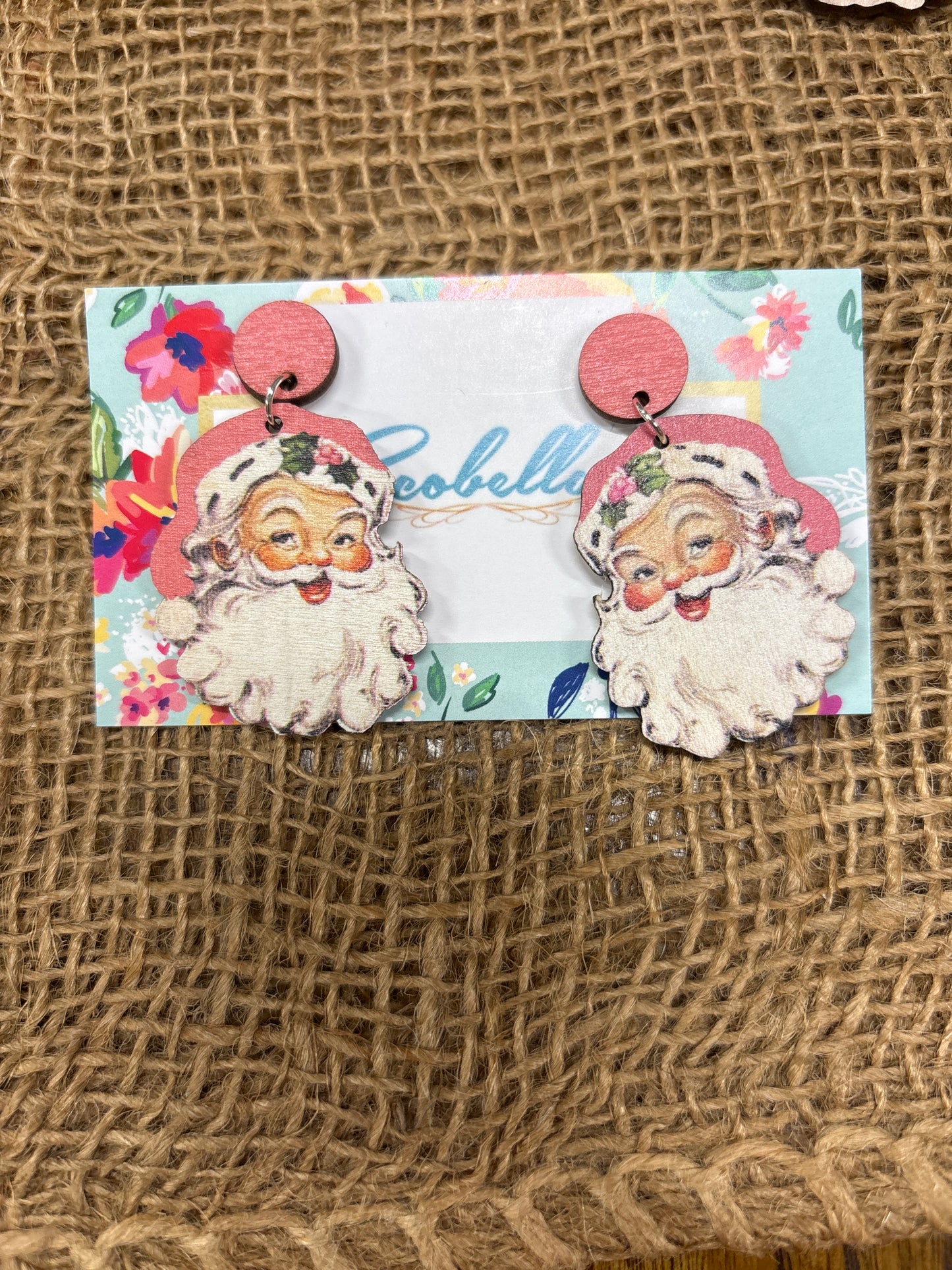 SANTA EARRINGS-WOODEN