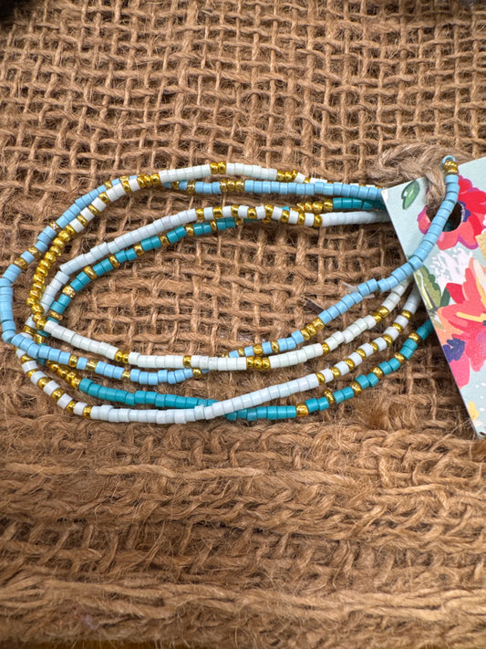 SET OF 4 BLUE/GOLD BRACELET SET