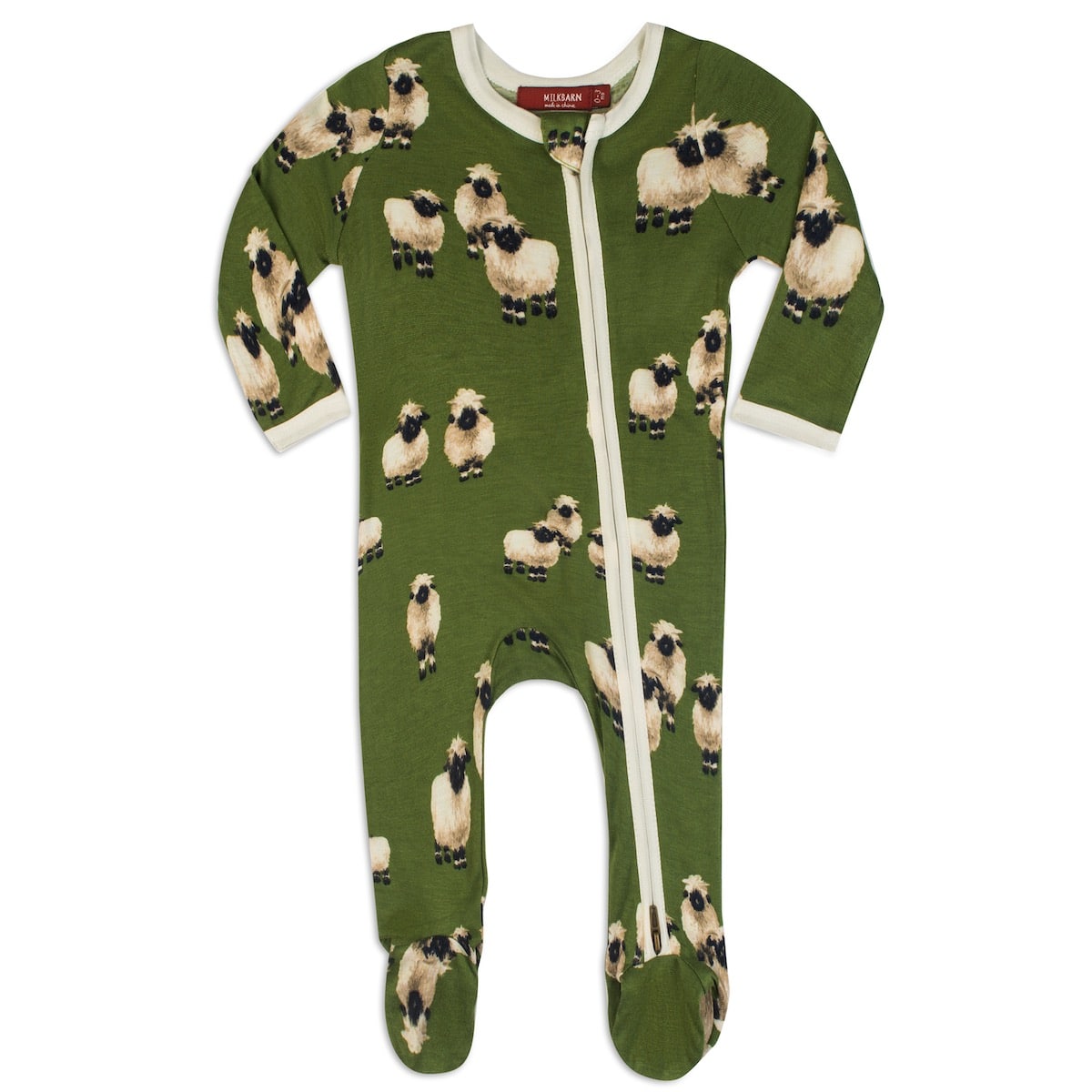 MILKBARN BAMBOO ZIP FOOTIE-VALAIS SHEEP