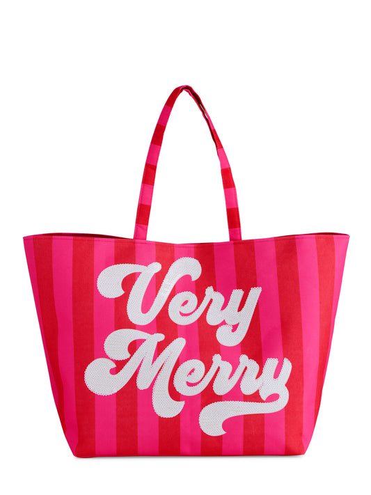 RED VERY MERRY GIFTING TOTE