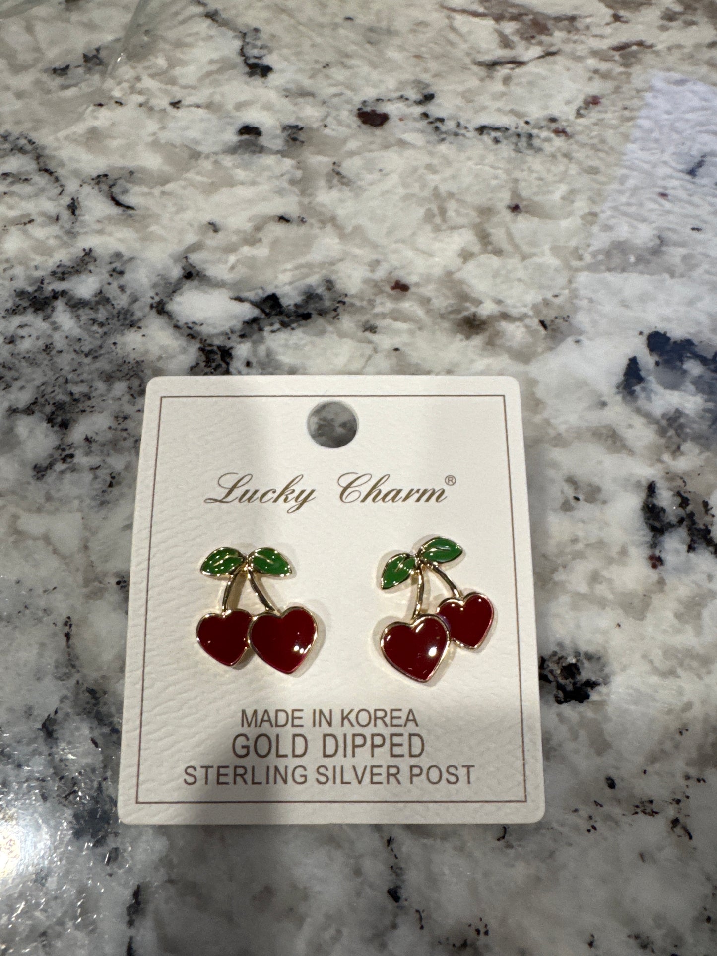 LUCKY CHARM CHERRY HEART EARRINGS