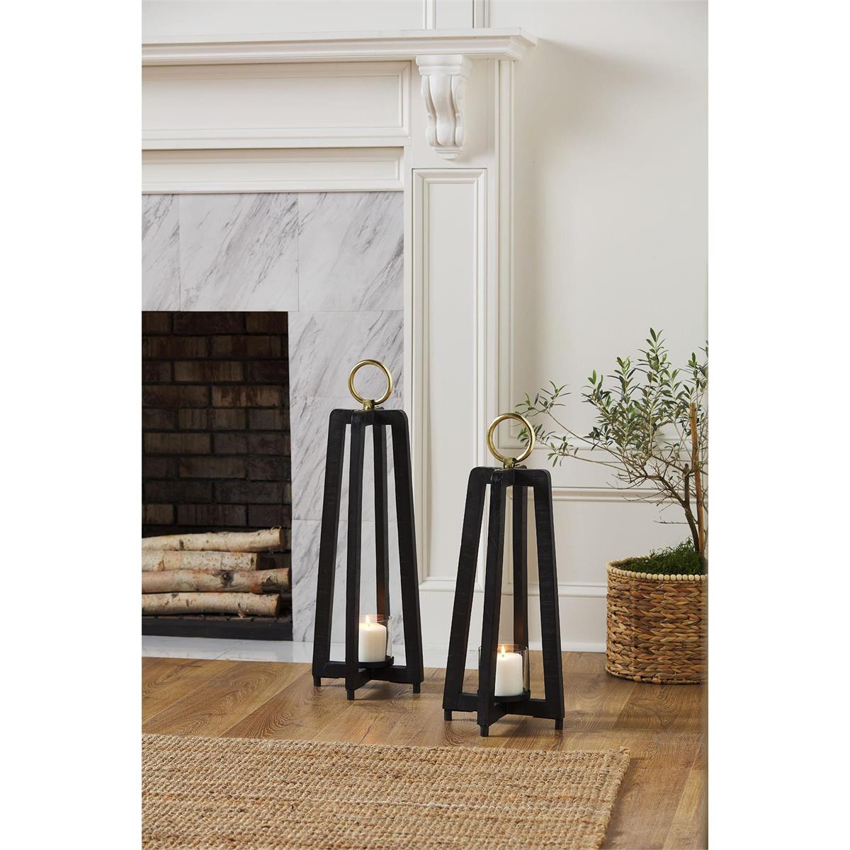MUD PIE LARGE BLACK TALL LANTERN
