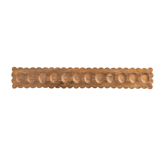 MUD PIE- SCALLOPED WOODED DEVILED  EGG HOLDER