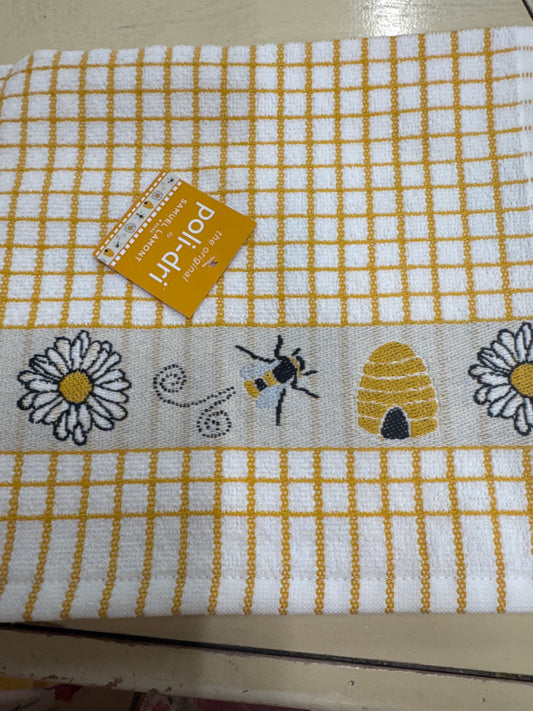 POLI DRI TEA TOWEL-YELLOW W/BEE