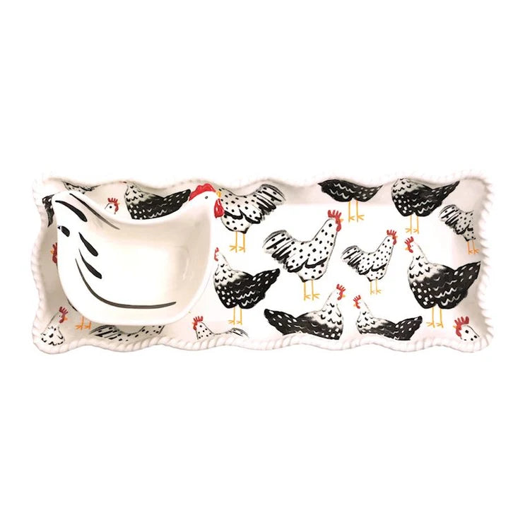 MUD PIE- ROOSTER TRAY & DIP BOWL