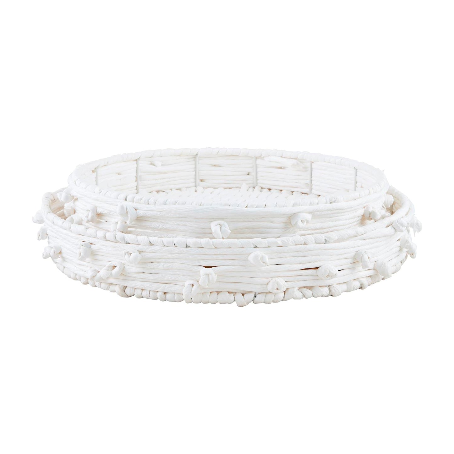 MUD PIE- WHITE KNOT PAPER ROPE TRAY SET