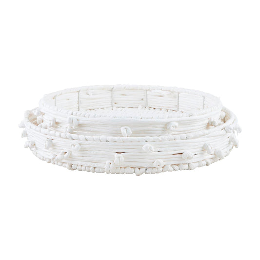 MUD PIE- WHITE KNOT PAPER ROPE TRAY SET