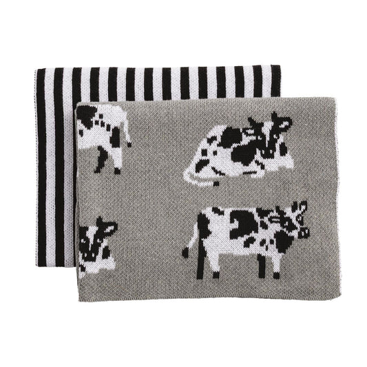MUD PIE- COW FARM KNIT TOWEL SET