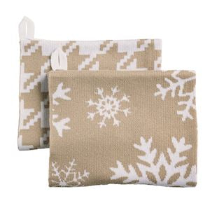 MUD PIE-SNOWFLAKE KNIT TEA TOWEL-SET OF 2