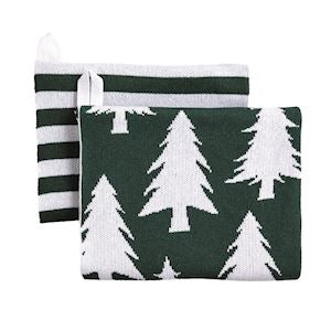 MUD PIE-TREE KNIT TEA TOWEL-SET OF 2