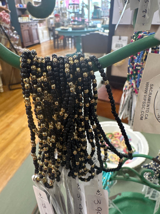 SPLENDID IRIS-2MM -SEED BEAD -BLK.GOLD BRACELET