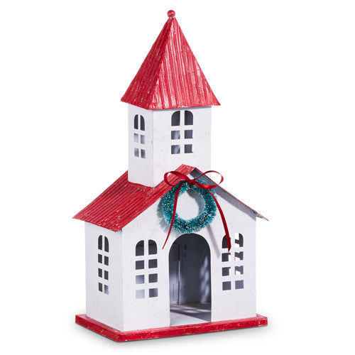 16.75" METAL  RED ROOF CHURCH