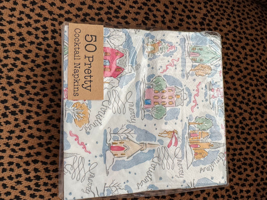 4" SQ PAPER COCKTAIL NAPKINS-MERRY CHRISTMAS" 50 PCS