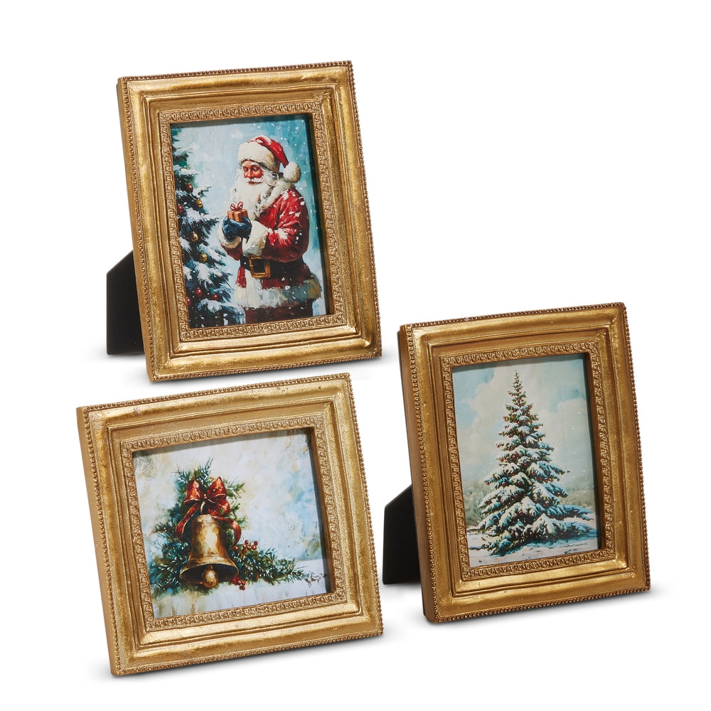 RAZ-6" TRADITIONAL WINTER HOLIDAY SCENE FRAMED ART