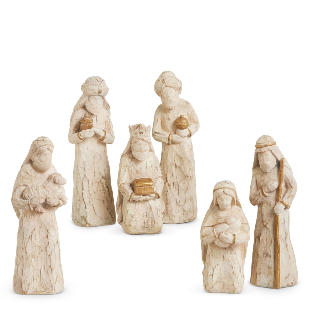 RAZ-5" WHITE CARVED NATIVITY-6 -PIECE