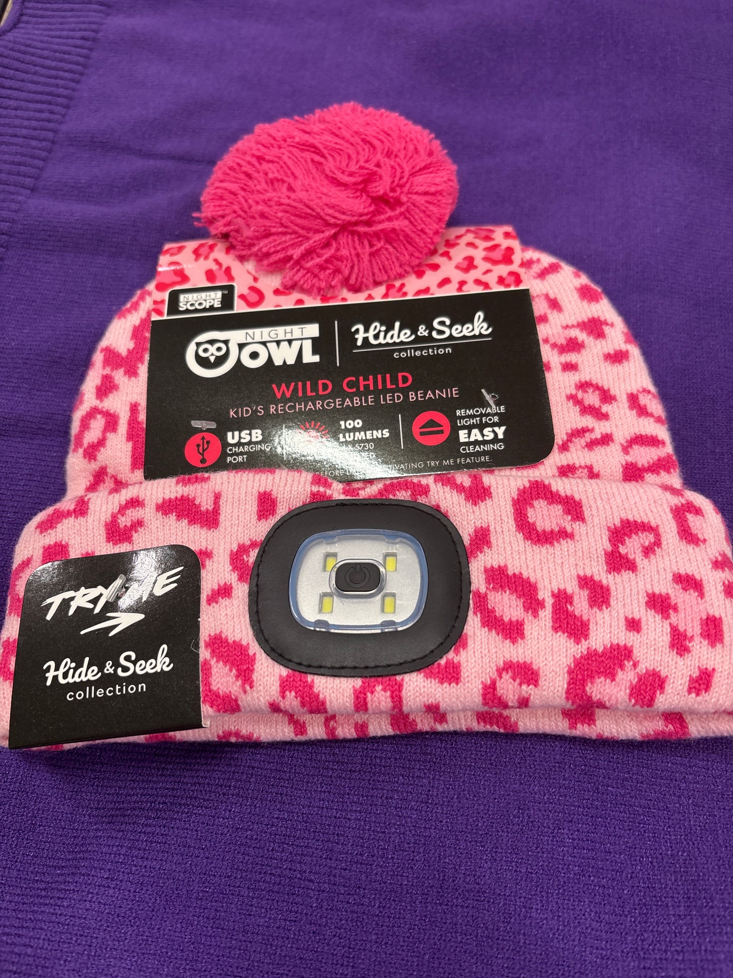 NIGHT SCOPE BEANIE LED LIGHT-PINK CAMO