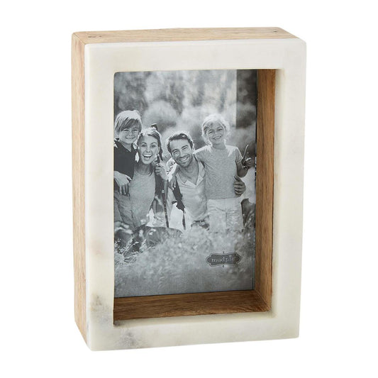 MUD PIE - 5X7 WOOD MARBLE SHADOW FRAME