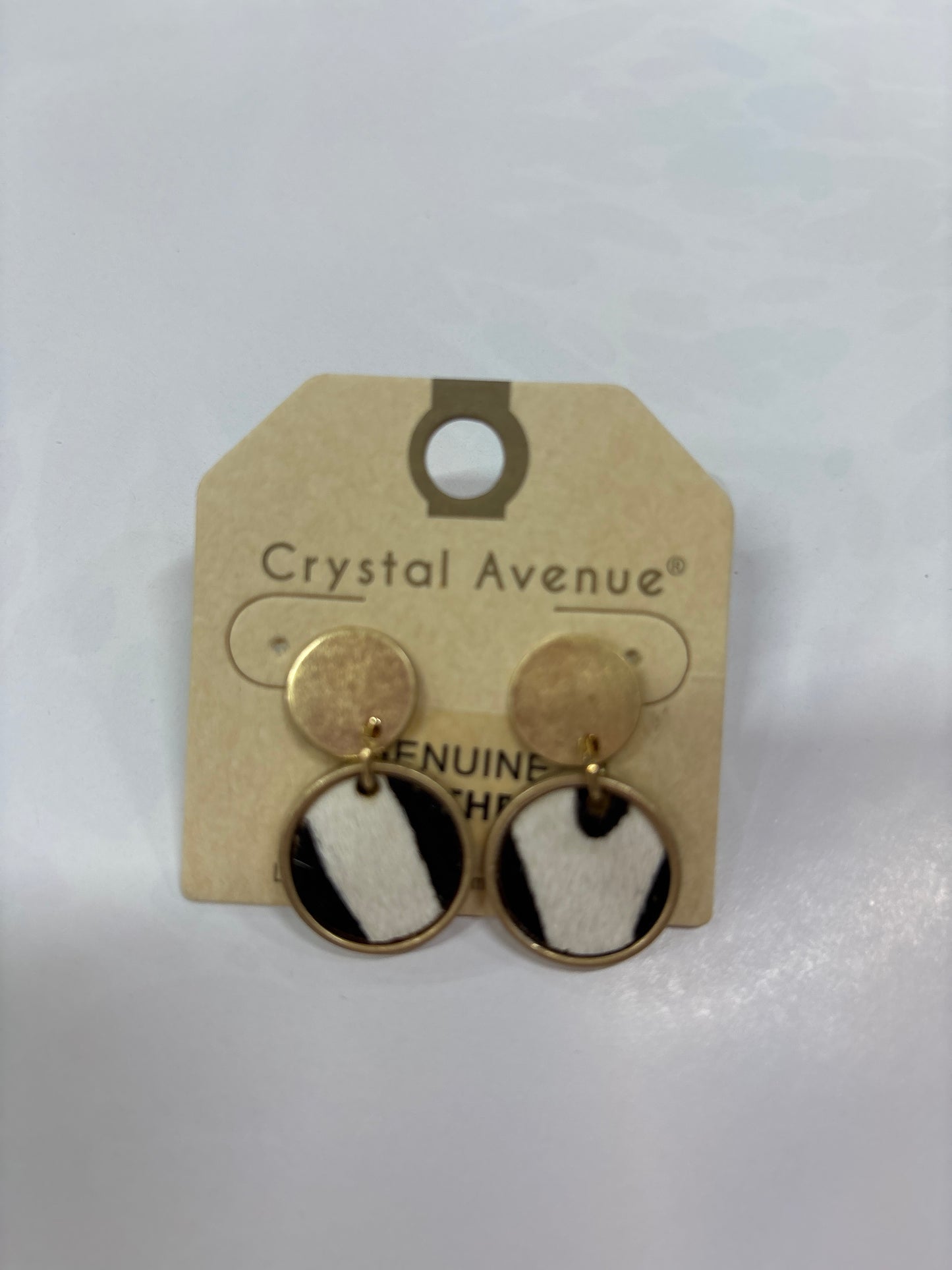 CRYSTAL AVENUE GOLD/BLK & WHITE CIRCLE EARRINGS
