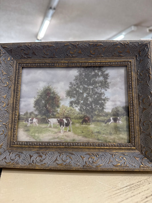 5x7 CATTLE PRINT W/FRAME