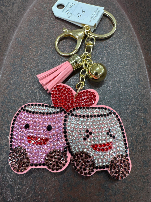 PUFF GLITTER KEY CHAIN-MARSHMALLOW CHARACTERS