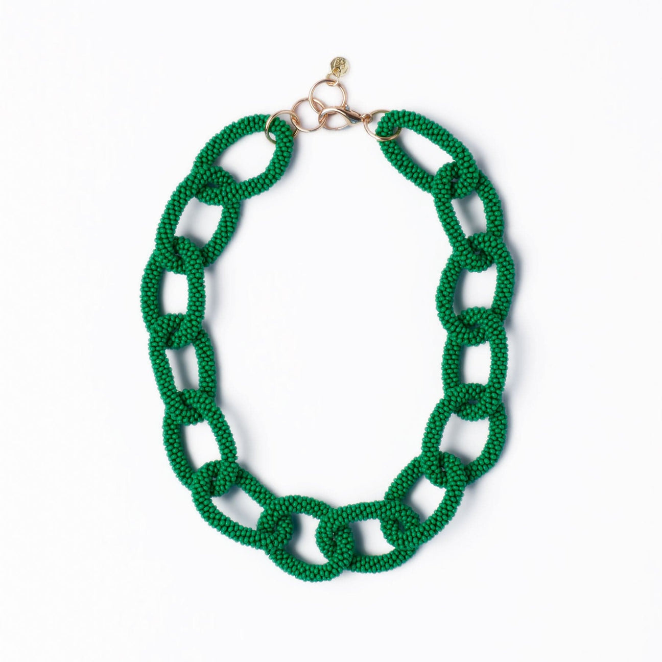 JENNA CHAIN LINK BEADED NECKLACE-GREEN