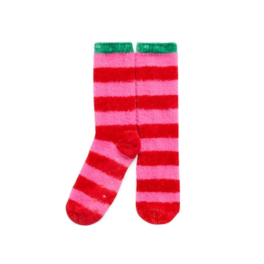 SHIRALEAH SOCKS-RED/PINK/GREEN STRIPE