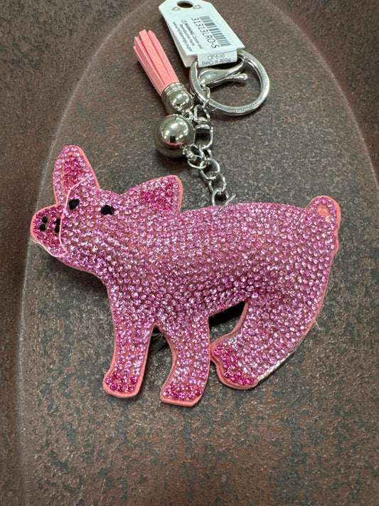 PUFF GLITTER KEY CHAIN-PINK PIG