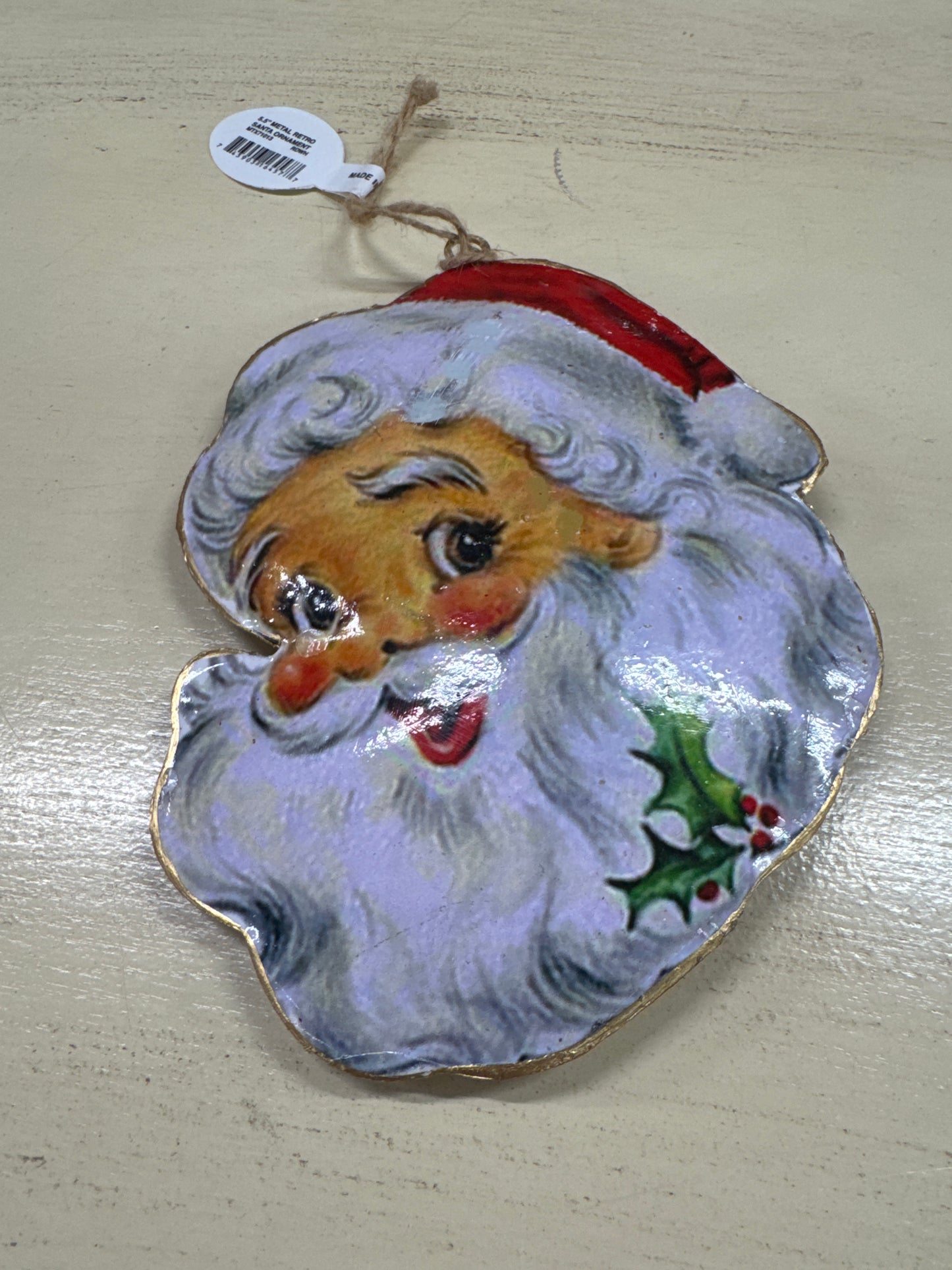 5.5" METAL RETRO SANTA ORNAMENT