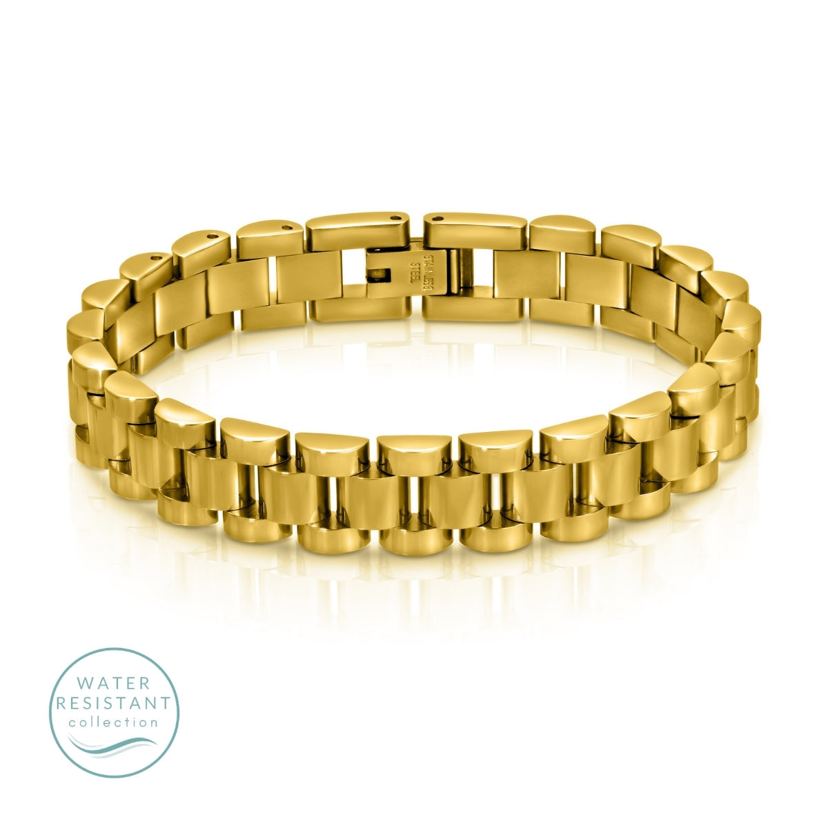 SPLENDID IRIS-MULTI LINK WIDE FLAT BRACELET-GOLD