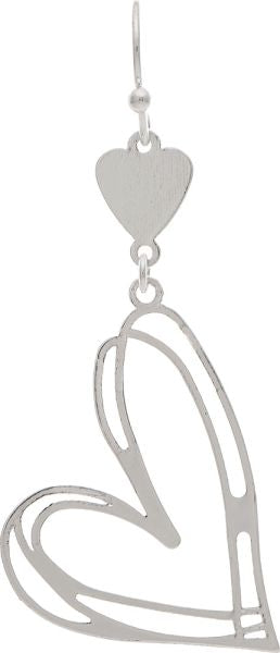 RAIN-SKETCHED HEART DROP EARRING-SILVER