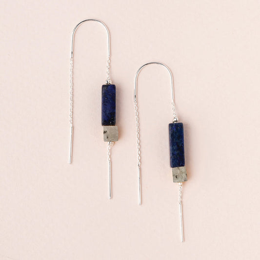 SCOUT RECTANGLE STONE EARRING-LAPIS/SILVER