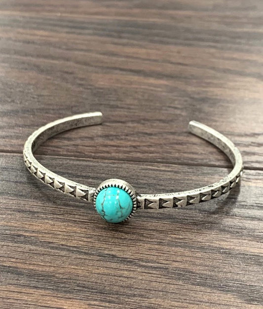 ISAC TURQ CUFF BRACELET-ROUND STONE