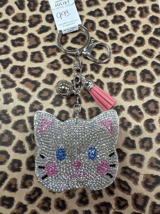 PUFF GLITTER KEY CHAIN-KITTY FACE