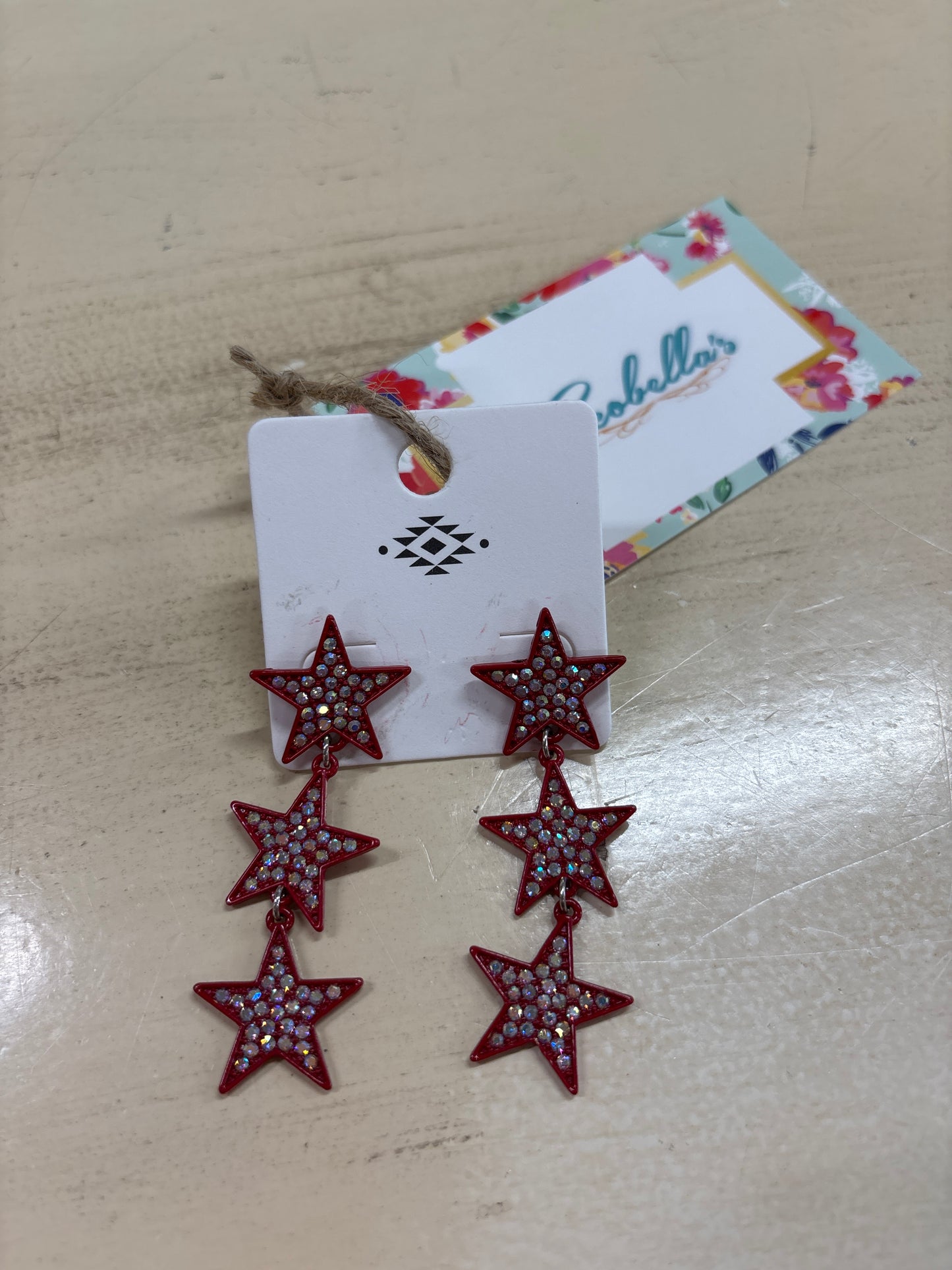 3 STACKS OF RED STARS GLITTER
