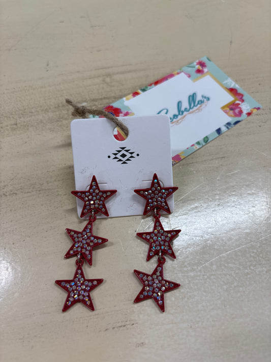 3 STACKS OF RED STARS GLITTER