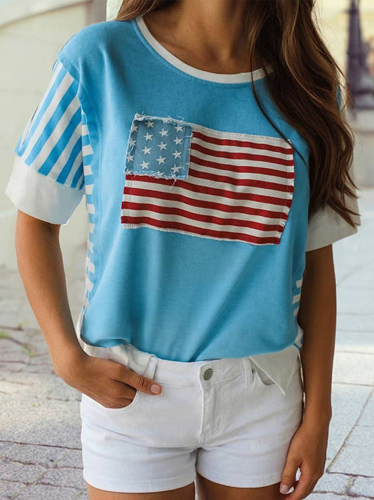 LITTLE DAISY CLOSET- BLUE/STRIPE-W/FLAG
