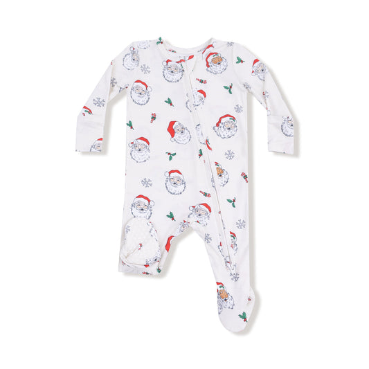 ANGEL DEAR- 2 WAY ZIP FOOTIE-VINTAGE SANTA-CREAM