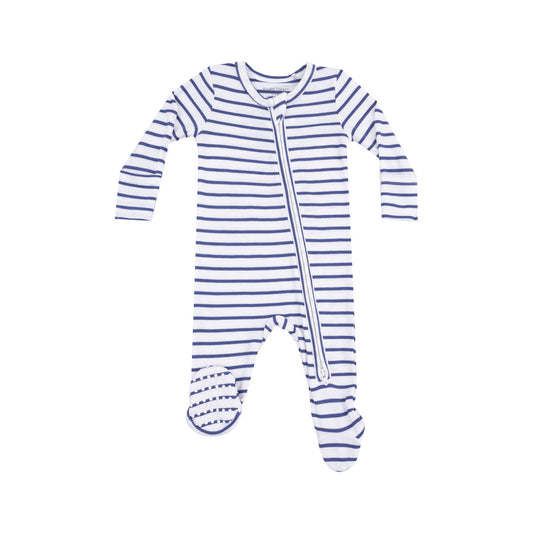 ANGEL DEAR BLUE STRIPE VINTAGE ZIPPER FOOTIE