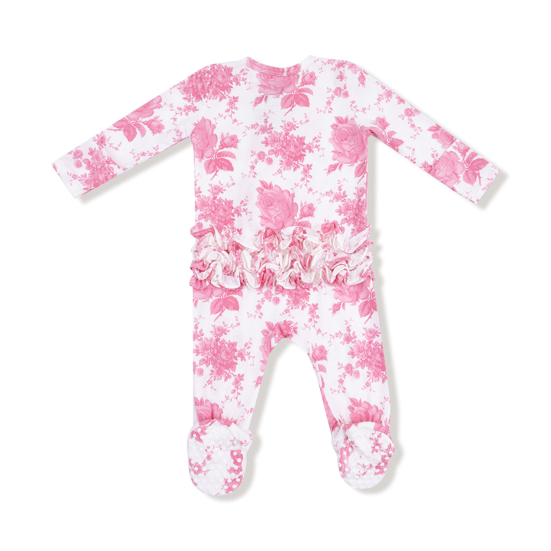 ANGEL DEAR RUFFLE FOOTIE-VINTAGE PINK ROSES