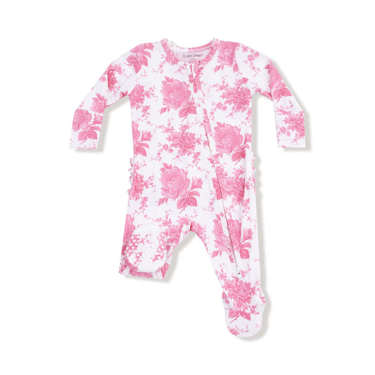 ANGEL DEAR RUFFLE FOOTIE-VINTAGE PINK ROSES