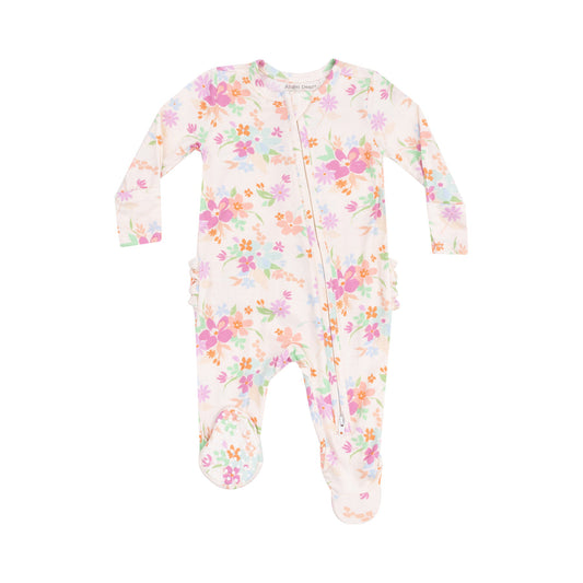 ANGEL DEAR PICK A POSY RUFFLE ZIPPER FOOTIE