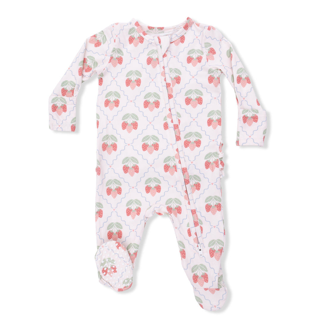 ANGEL DEAR 2 WAY ZIP RUFFLE FOOTIE-STRAWBERRIES