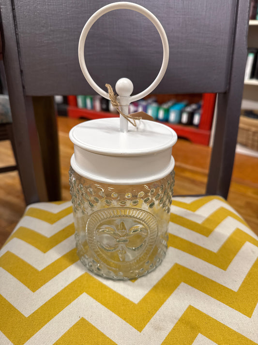 ROUND TOP  JAR EMBOSSED W/WHITE LID
