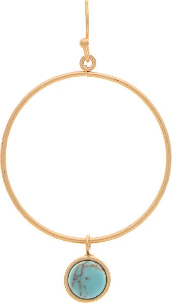 RAIN-BLUE STONE DANGLE CIRCLE EARRING-GOLD