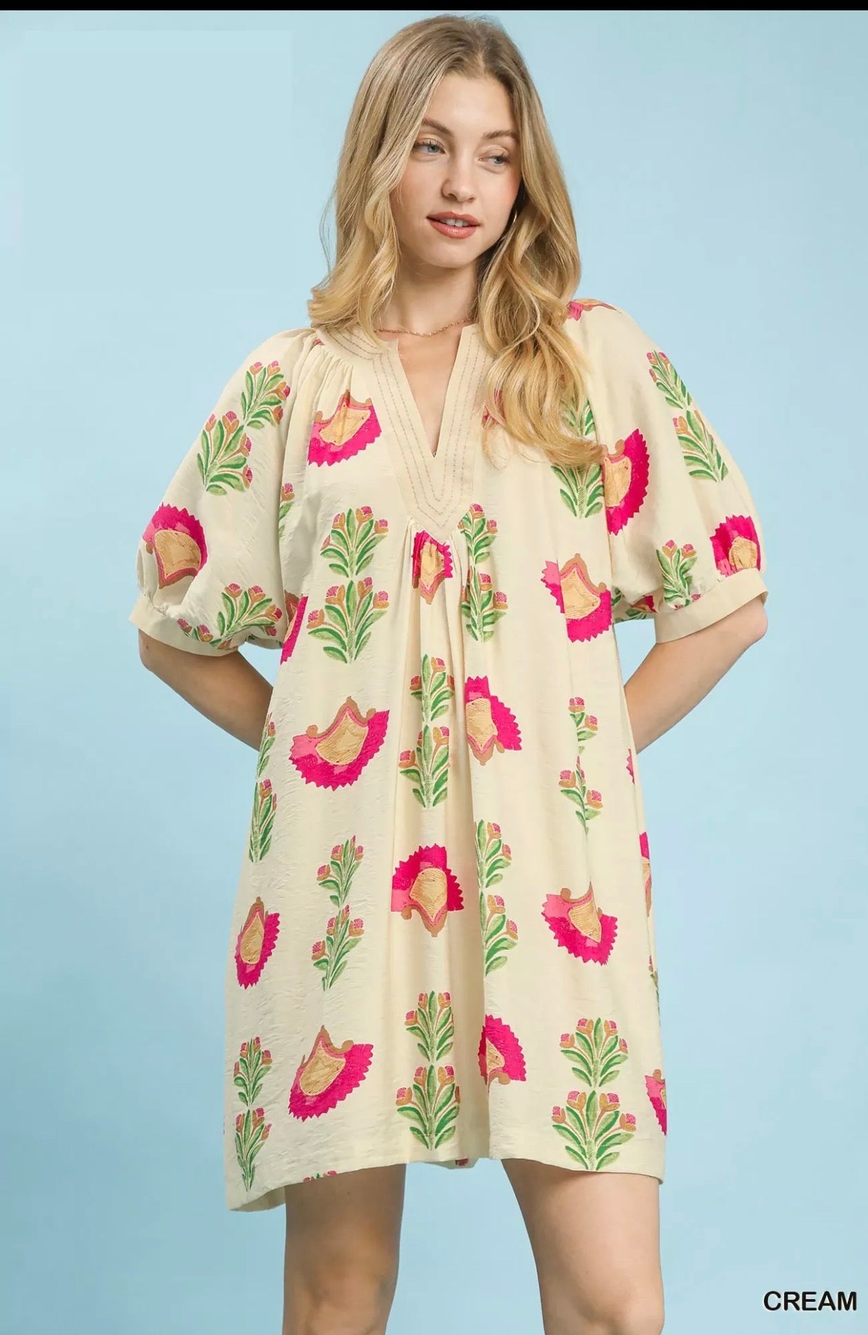 UMGEE IVORY/PINK FLORAL DRESS