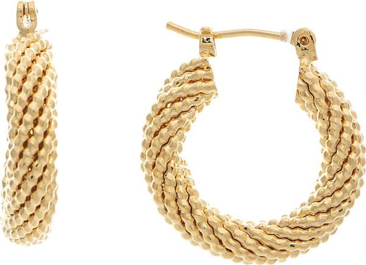 RAIN-14KP HYPO TEXURED HOOP EARRING-GOLD