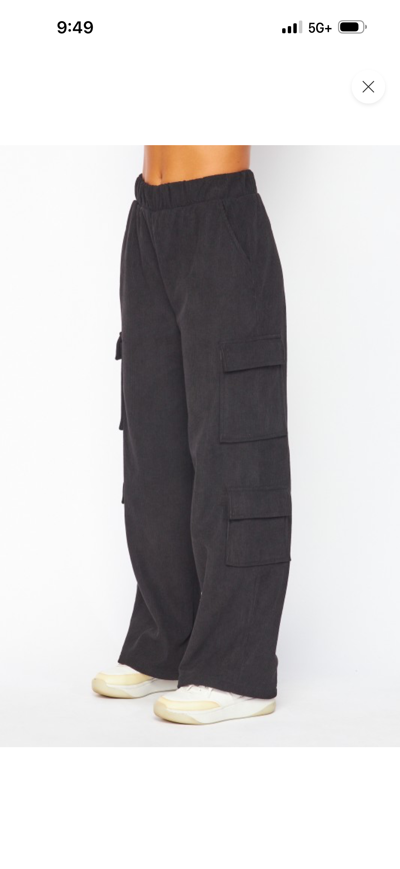 CORDUROY CARGO PANTS-BLACK